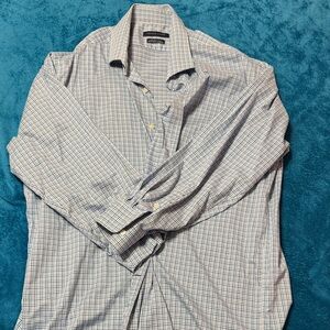 Tommy Hilfiger Men's Blue and White Plaid Shirt